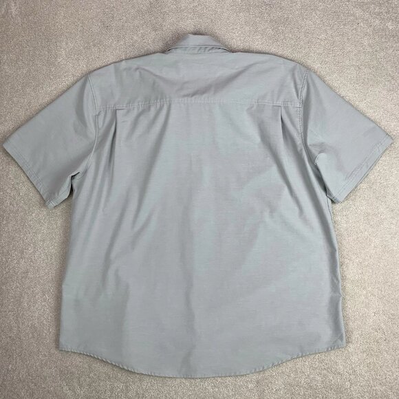 HUK Men's Kona Solid Short Sleeve Fishing Button Down Shirt Pocket Gray XXL 2XL - Picture 2 of 15